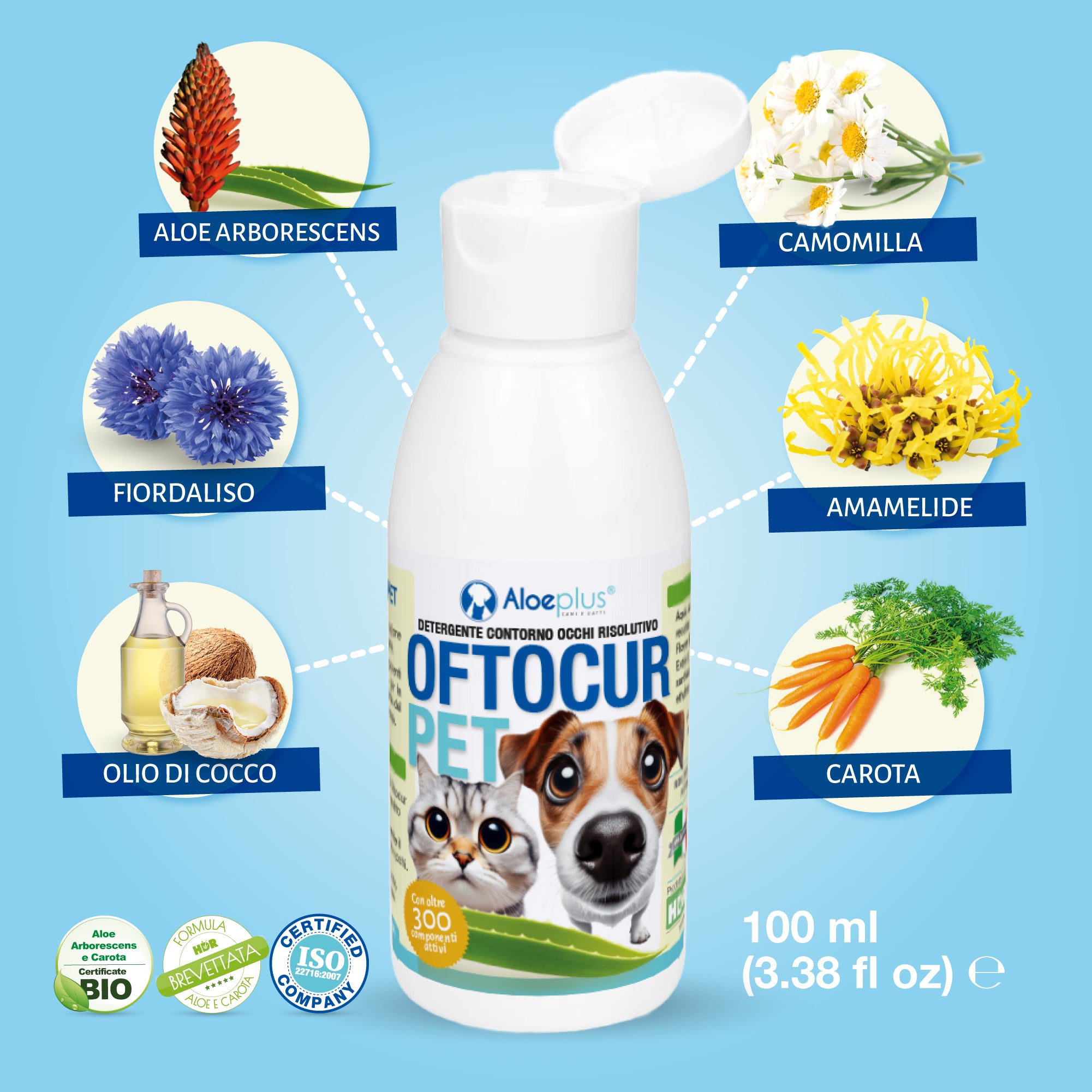 Oftocur Pet - Nettoyant oculaire efficace